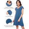 image:imageWiWi Womens Viscose from Bamboo Super Soft Nightgowns Short Sleeve Sleep Night Shirt Cooling Ladies Plus Size Sleepwear S4XPrussian Blue