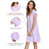 image:imageWiWi Womens Viscose from Bamboo Super Soft Nightgowns Short Sleeve Sleep Night Shirt Cooling Ladies Plus Size Sleepwear S4XTaro Purple