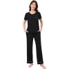 image:imageWiWi Bamboo Viscose Pajamas for Women Super Soft Cooling Loungewear Short Sleeve Tops and Long Pants Sleepwear SXXLDblack
