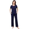 image:imageWiWi Bamboo Viscose Pajamas for Women Super Soft Cooling Loungewear Short Sleeve Tops and Long Pants Sleepwear SXXLDnavy