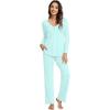 image:imageWiWi Pajama Sets for Women Soft Comfy Pjs Loungewear Sleepwear with Pants Viscose from Bamboo Pajamas Set SXXLAqua