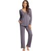 image:imageWiWi Pajama Sets for Women Soft Comfy Pjs Loungewear Sleepwear with Pants Viscose from Bamboo Pajamas Set SXXLDark Grey