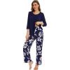 image:imageWiWi Pajamas Set for Women Super Soft 34 Sleeve Tops and Pants Pajama Sets Cooling Viscose Bamboo Pjs with Pockets SXXLNavy