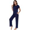 image:imageWiWi Pajamas for Women Pajama Sets Super Soft Short Sleeve Loungewear with Pants Cooling Pjs Lounge Set SXXLNavy
