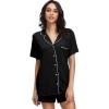 image:imageWiWi Soft Pajamas Set for Women Button Down Short Pajama Sets Plus Size Pjs Sleepwear Viscose from Bamboo S4XAblack