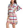 image:imageWiWi Super Soft Cooling Nightgowns for Women Bamboo Viscose Long Sleeve Sleep Shirt Button Down Boyfriend Sleepwear SXXLGreen Plaid
