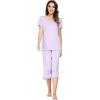 image:imageWiWi Viscose from Bamboo Pajamas Set for Women Super Soft Short Sleeve Tops Capri Pants Sleepwear Cooling Pjs Sets S3XAtaro Purple