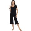 image:imageWiWi Viscose from Bamboo Womens Summer Pajama Set Loungewear Soft 2 Piece Printed Capris Pjs SXXLBlack