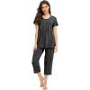 image:imageWiWi Viscose from Bamboo Womens Top and Capris Pajamas Set Super Soft Short Sleeve Sleepwear Cooling Scoop Neck Pjs SXXLAcharcoal Heather