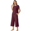 image:imageWiWi Viscose from Bamboo Womens Top and Capris Pajamas Set Super Soft Short Sleeve Sleepwear Cooling Scoop Neck Pjs SXXLBbrownish Red