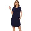 image:imageWiWi Womens Bamboo Viscose Nightgowns Soft Short Sleeve Sleep Shirt Lightweight Cool Nightshirt Pajama Dress SXXLDnavy