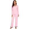 image:imageWiWi Womens Pajama Sets Soft Long Sleeves Top with Pants Cooling PJ 2 Piece Viscose from Bamboo Loungewear Set SXXLBpink