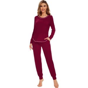 image:imageWiWi Bamboo Viscose Pajamas Set for Women Cooling Long Sleeve Sleepwear Super Soft Loungewear Pjs Jogger Pants Lounge SXXLAwine