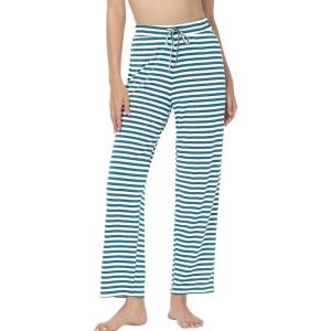 image:imageWiWi Pajama Pants for Women Viscose from Bamboo Super Soft Wide Leg Cooling Sweatpants Drawstring Bottoms Sleep Pj Pant SXXLAblue White Stripe