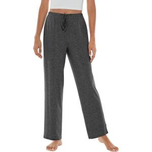 image:imageWiWi Pajama Pants for Women Viscose from Bamboo Super Soft Wide Leg Cooling Sweatpants Drawstring Bottoms Sleep Pj Pant SXXLAcharcoal Heather