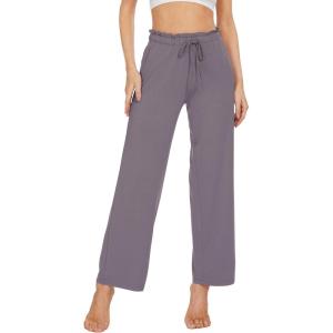 image:imageWiWi Pajama Pants for Women Viscose from Bamboo Super Soft Wide Leg Cooling Sweatpants Drawstring Bottoms Sleep Pj Pant SXXLDpurplish Grey