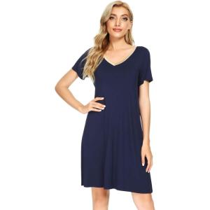 image:imageWiWi Super Soft Nightgowns for Women Cool Short Sleeve Night Shirt Bamboo Viscose Plus Size Sleepwear S4XNavy