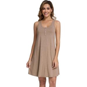 image:imageWiWi Viscose Bamboo Nightgowns for Women Cooling Tank Gowns Super Soft Sleeveless Sleep Shirts SXXLCamel