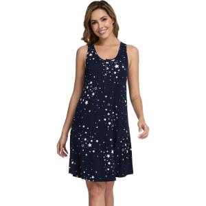 image:imageWiWi Viscose Bamboo Nightgowns for Women Cooling Tank Gowns Super Soft Sleeveless Sleep Shirts SXXLNavy Stars