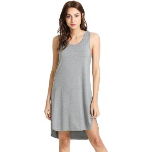 image:imageWiWi Womens Cooling Nightgowns Bamboo Viscose Sleeveless Sleep Shirts Super Soft Tank Night Dress Plus Size Sleepwear S4XAheather Grey