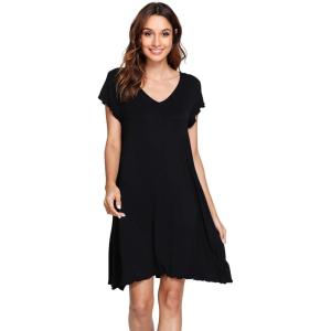 image:imageWiWi Womens Viscose from Bamboo Super Soft Nightgowns Short Sleeve Sleep Night Shirt Cooling Ladies Plus Size Sleepwear S4XBlack