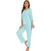 image:imageWiWi Bamboo Viscose Pajamas for Women Soft 34 Sleeve Pajama Sets Loose Knit Sleepwear Casual Pj Set SXXLAqua