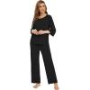 image:imageWiWi Bamboo Viscose Pajamas for Women Soft 34 Sleeve Pajama Sets Loose Knit Sleepwear Casual Pj Set SXXLBlack