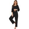 image:imageWiWi Bamboo Viscose Pajamas for Women Soft 34 Sleeve Pajama Sets Loose Knit Sleepwear Casual Pj Set SXXLBlack