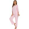 image:imageWiWi Bamboo Viscose Pajamas for Women Soft 34 Sleeve Pajama Sets Loose Knit Sleepwear Casual Pj Set SXXLBlush Pink
