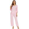 image:imageWiWi Bamboo Viscose Pajamas for Women Soft 34 Sleeve Pajama Sets Loose Knit Sleepwear Casual Pj Set SXXLBlush Pink