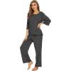 image:imageWiWi Bamboo Viscose Pajamas for Women Soft 34 Sleeve Pajama Sets Loose Knit Sleepwear Casual Pj Set SXXLCharcoal Heather