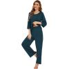 image:imageWiWi Bamboo Viscose Pajamas for Women Soft 34 Sleeve Pajama Sets Loose Knit Sleepwear Casual Pj Set SXXLDeep Teal