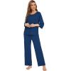 image:imageWiWi Bamboo Viscose Pajamas for Women Soft 34 Sleeve Pajama Sets Loose Knit Sleepwear Casual Pj Set SXXLInk Blue