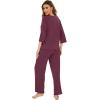 image:imageWiWi Bamboo Viscose Pajamas for Women Soft 34 Sleeve Pajama Sets Loose Knit Sleepwear Casual Pj Set SXXLMulberry