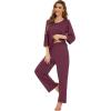 image:imageWiWi Bamboo Viscose Pajamas for Women Soft 34 Sleeve Pajama Sets Loose Knit Sleepwear Casual Pj Set SXXLMulberry