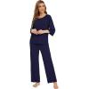image:imageWiWi Bamboo Viscose Pajamas for Women Soft 34 Sleeve Pajama Sets Loose Knit Sleepwear Casual Pj Set SXXLNavy