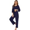image:imageWiWi Bamboo Viscose Pajamas for Women Soft 34 Sleeve Pajama Sets Loose Knit Sleepwear Casual Pj Set SXXLNavy