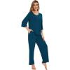 image:imageWiWi Bamboo Viscose Pajamas for Women Soft 34 Sleeve Pajama Sets Loose Knit Sleepwear Casual Pj Set SXXLPeacock Blue
