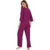 image:imageWiWi Bamboo Viscose Pajamas for Women Soft 34 Sleeve Pajama Sets Loose Knit Sleepwear Casual Pj Set SXXLPurplish Red