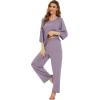image:imageWiWi Bamboo Viscose Pajamas for Women Soft 34 Sleeve Pajama Sets Loose Knit Sleepwear Casual Pj Set SXXLViolet