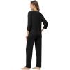 image:imageWiWi Bamboo Viscose Womens Pajama Set 34 Sleeve Pajamas Crewneck Sleepwear Sets Soft Loungewear Pjs with Pockets SXXLAblack