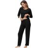 image:imageWiWi Bamboo Viscose Womens Pajama Set 34 Sleeve Pajamas Crewneck Sleepwear Sets Soft Loungewear Pjs with Pockets SXXLAblack