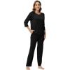 image:imageWiWi Bamboo Viscose Womens Pajama Set 34 Sleeve Pajamas Crewneck Sleepwear Sets Soft Loungewear Pjs with Pockets SXXLAblack