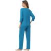 image:imageWiWi Bamboo Viscose Womens Pajama Set 34 Sleeve Pajamas Crewneck Sleepwear Sets Soft Loungewear Pjs with Pockets SXXLAteal Blue