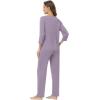 image:imageWiWi Bamboo Viscose Womens Pajama Set 34 Sleeve Pajamas Crewneck Sleepwear Sets Soft Loungewear Pjs with Pockets SXXLAviolet