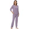 image:imageWiWi Bamboo Viscose Womens Pajama Set 34 Sleeve Pajamas Crewneck Sleepwear Sets Soft Loungewear Pjs with Pockets SXXLAviolet