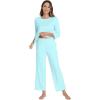 image:imageWiWi Bamboo Viscose Womens Pajama Set 34 Sleeve Pajamas Crewneck Sleepwear Sets Soft Loungewear Pjs with Pockets SXXLBaqua