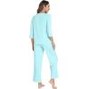 image:imageWiWi Bamboo Viscose Womens Pajama Set 34 Sleeve Pajamas Crewneck Sleepwear Sets Soft Loungewear Pjs with Pockets SXXLBaqua