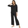 image:imageWiWi Bamboo Viscose Womens Pajama Set 34 Sleeve Pajamas Crewneck Sleepwear Sets Soft Loungewear Pjs with Pockets SXXLBblack