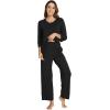 image:imageWiWi Bamboo Viscose Womens Pajama Set 34 Sleeve Pajamas Crewneck Sleepwear Sets Soft Loungewear Pjs with Pockets SXXLBblack
